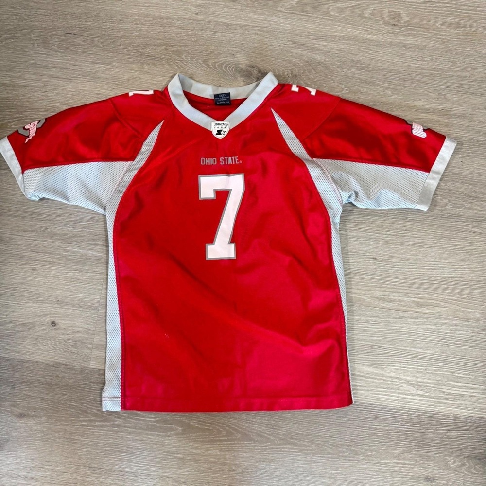 Vtg Starter Ohio State Buckeyes Football Jersey Youth 16/18 Red #7 NCAA Fan Gear